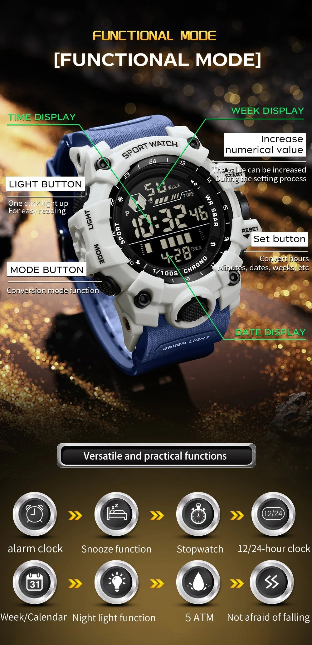 SANDA Sports de plein air hommes montre LED étanche analogique numérique spectacle multifonction grand cadran électronique montre-bracelet G style mâle Cloc MAEJORKEN