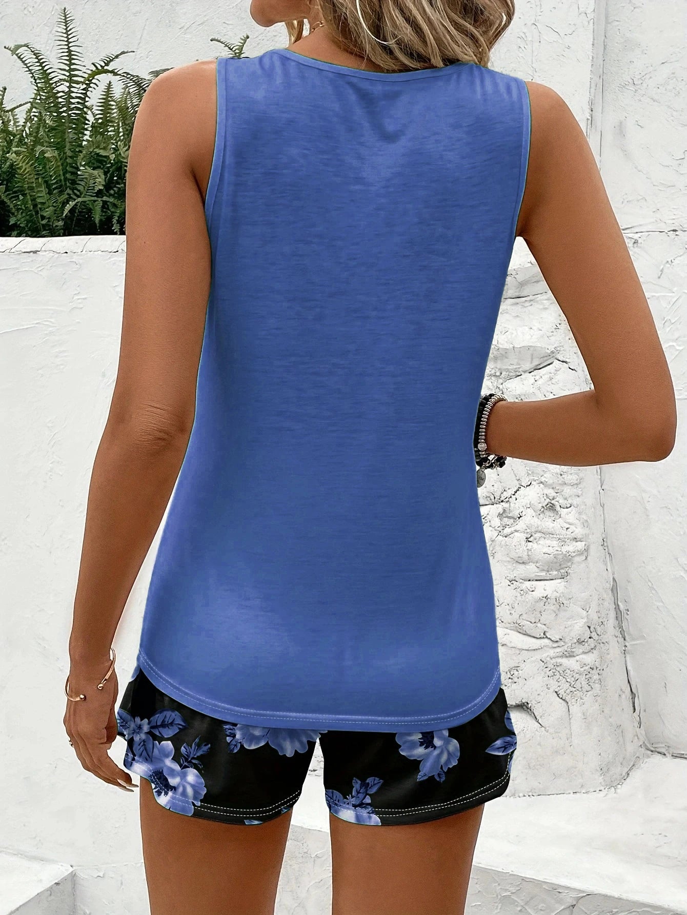 Ensemble 2 pièces de pyjama pour femme pour toutes les saisons, printemps et été, short élégant à imprimé floral, haut sans manches, ensemble pyjama débardeur MAEJORKEN