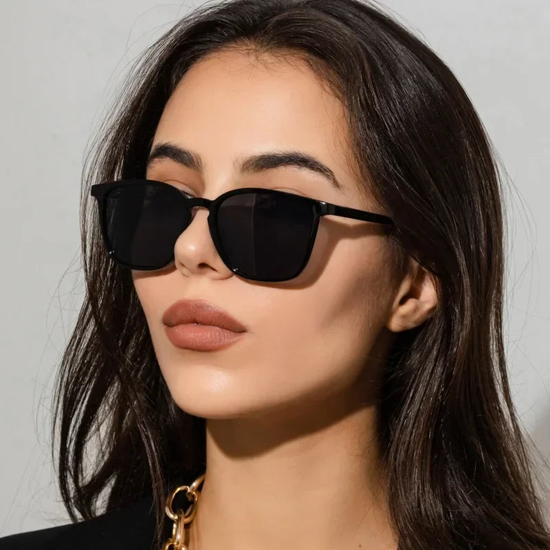 Lunettes De soleil carrées femme rétro marque Designer nuances noir