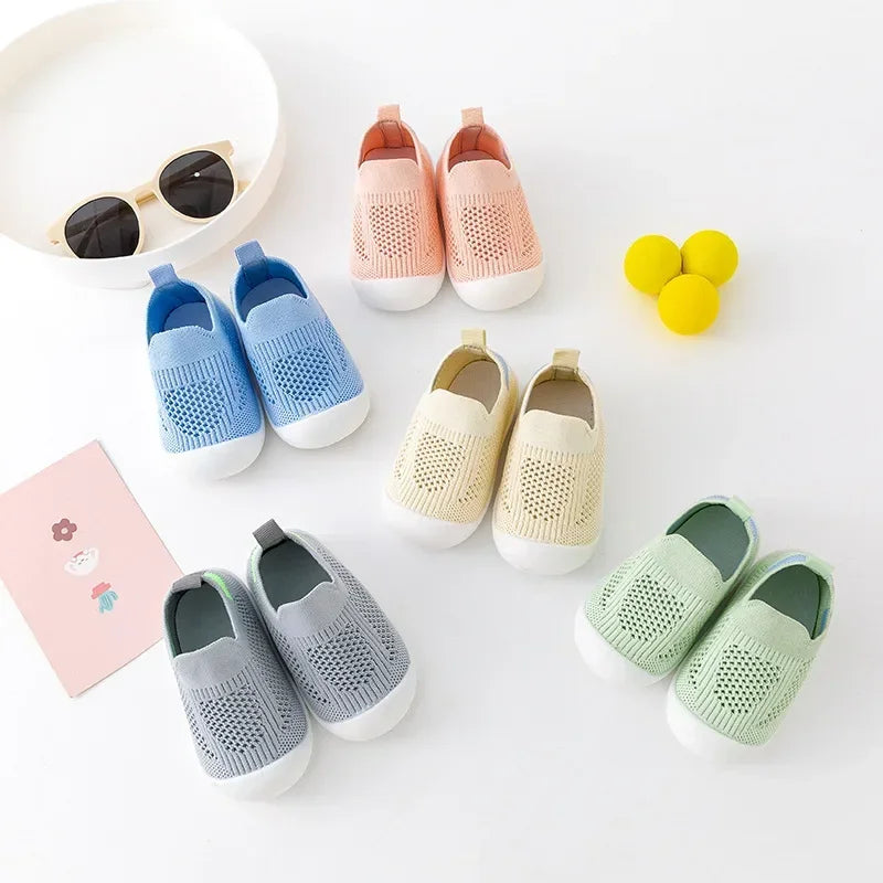 Printemps été enfant en bas âge chaussures respirant tricoté enfants baskets garçons sans lacet chaussures de Tennis filles doux antidérapant école chaussures décontractées MAEJORKEN
