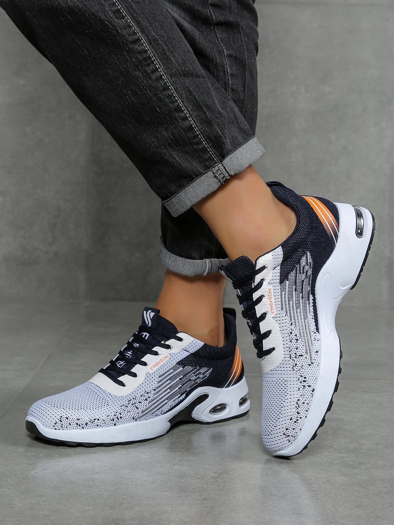 Chaussures pour hommes, chaussures décontractées pour hommes, maille respirante, chaussures de sport à la mode à coussin d'air, à semelles souples et à blocs de couleur MAEJORKEN