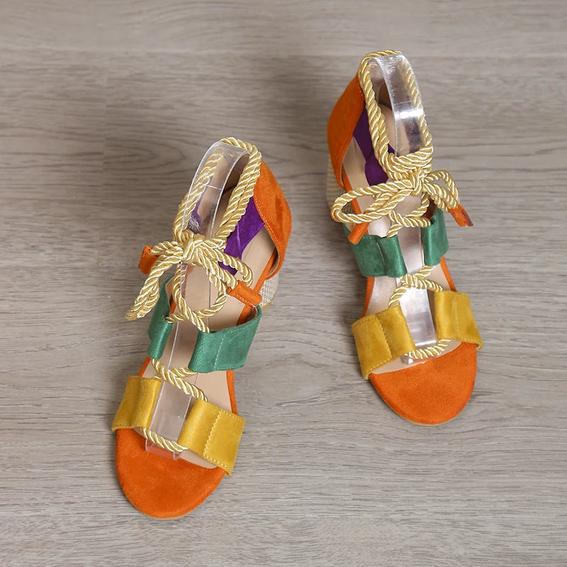 Sandales à talons hauts pour femmes, nouvelle tendance été 2022, chaussures épaisses, sandales de styliste, tissage, rinçage, en dentelle, sexy, parka ouverte, escarpins féminins MAEJORKEN