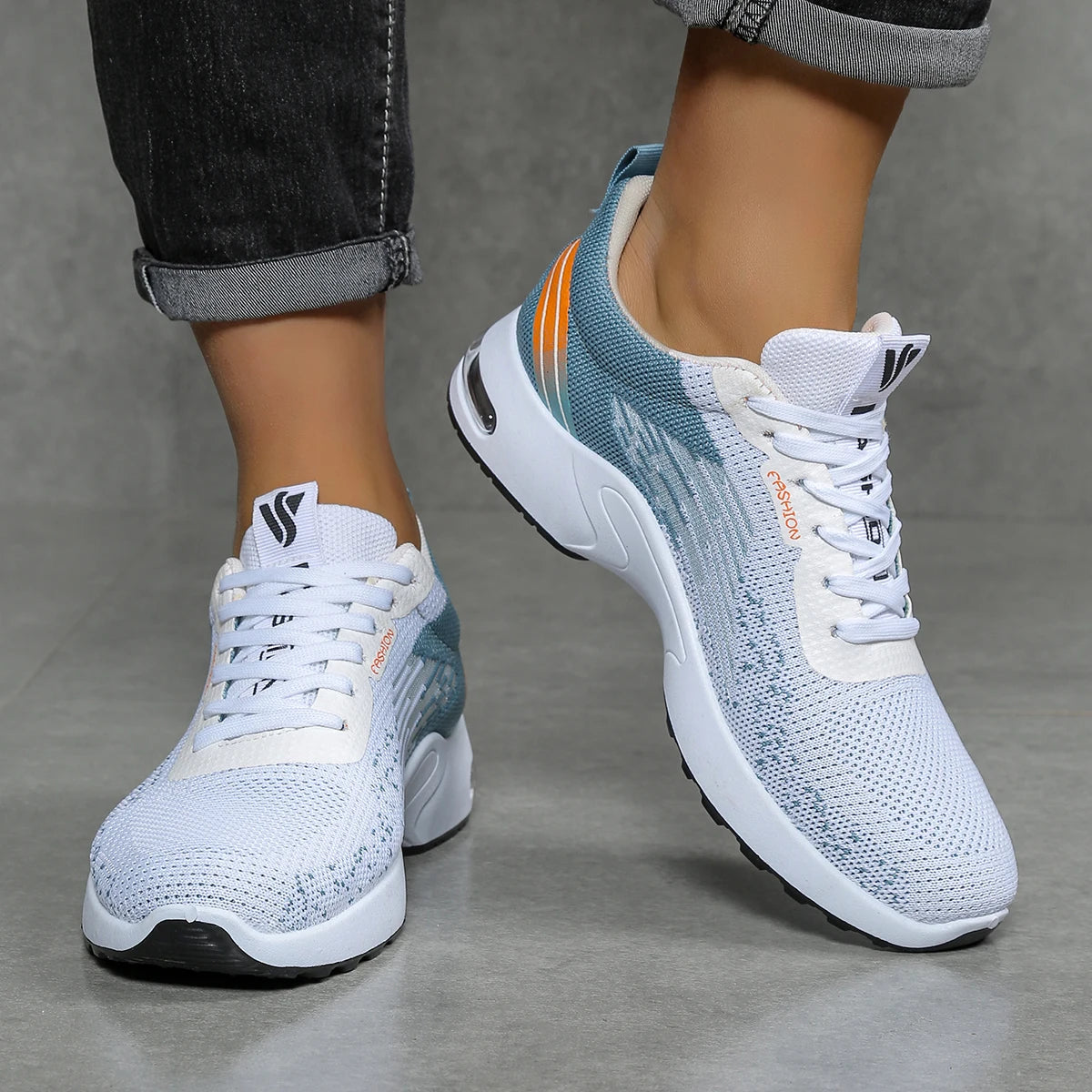 Chaussures pour hommes, chaussures décontractées pour hommes, maille respirante, chaussures de sport à la mode à coussin d'air, à semelles souples et à blocs de couleur MAEJORKEN