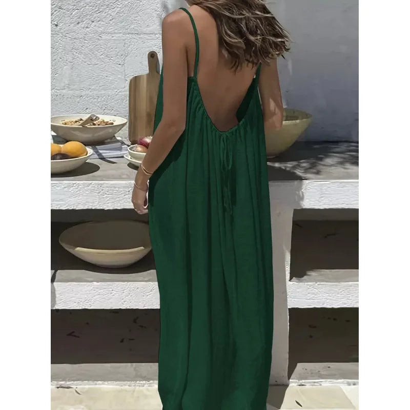 Nouvelle arrivée : Robe longue décontractée sans bretelles ni dos pour femme, confortable pour la maison et la nuit MAEJORKEN