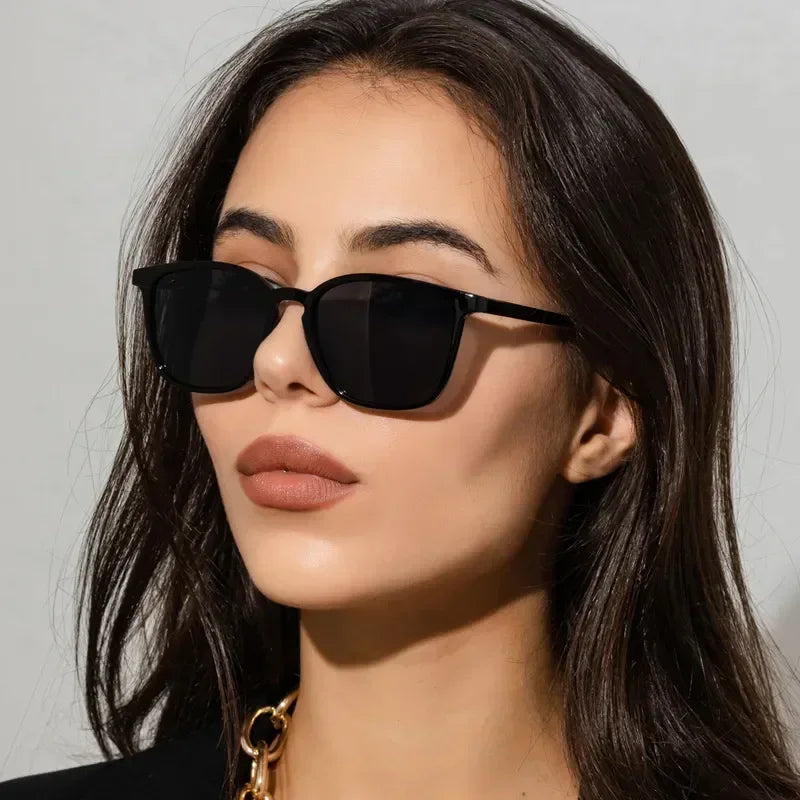 Lunettes De soleil carrées femme rétro marque Designer nuances noir