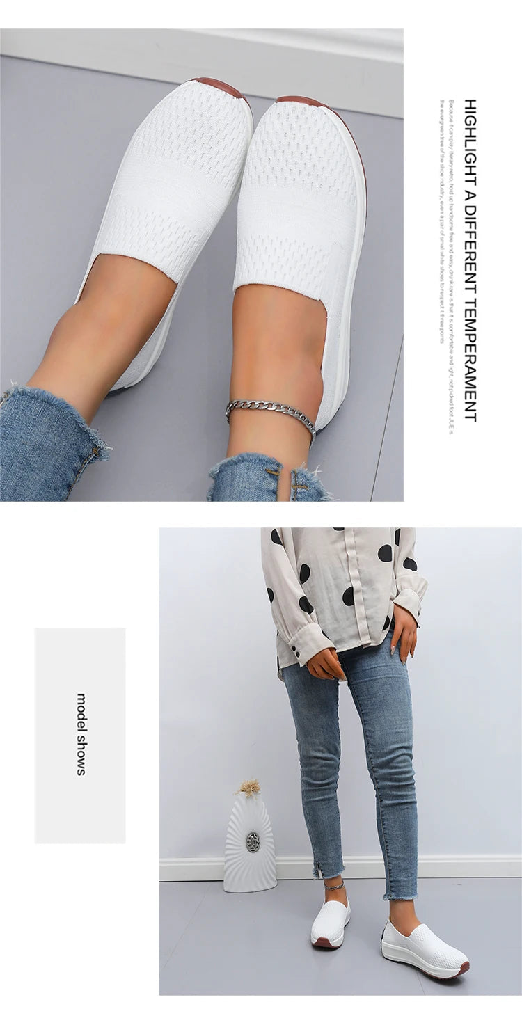 Baskets d'extérieur en maille respirante pour femmes, chaussures plates à enfiler, chaussures de Jogging légères à semelle compensée, mocassins d'été à semelle souple MAEJORKEN