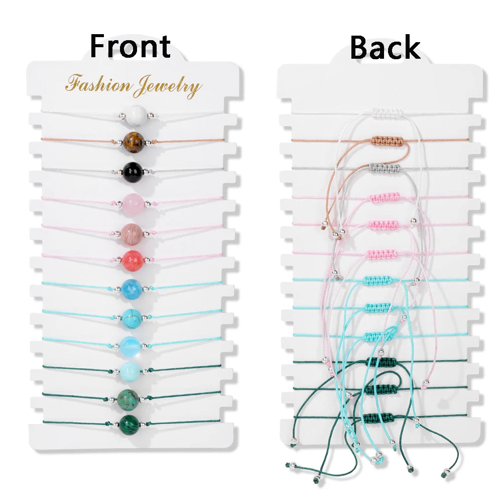 12 pièces/ensemble coloré pierre naturelle tressé Bracelet guérison cristal à la main Bracelets porte-bonheur Bracelets bijoux femmes hommes cadeaux MAEJORKEN