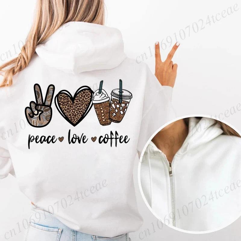 Sweat à capuche avec fermeture éclair pour femmes, Style unisexe, surdimensionné, ample, haut d'extérieur, imprimé cœur, léopard, fermeture éclair, nouvelle collection MAEJORKEN