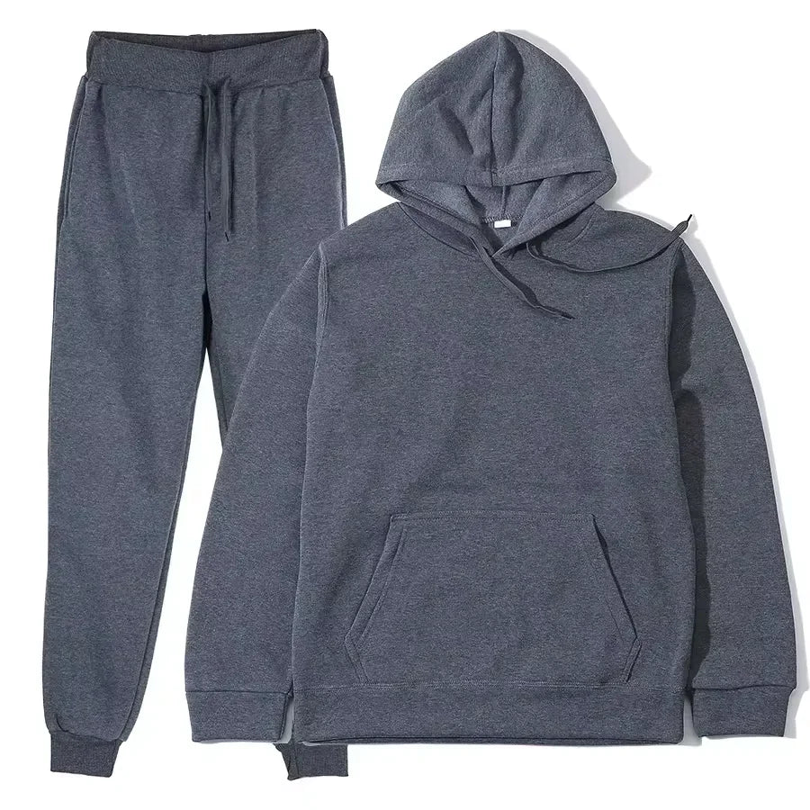 Ensemble survêtement couleur unie sweat à capuche + pantalon du S au 3XL