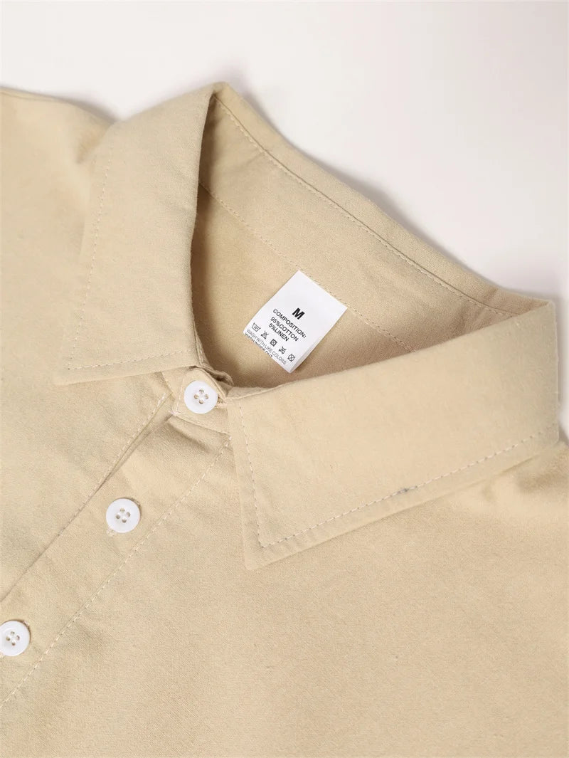 Polo d'été décontracté en coton et lin pour hommes, T-shirts à manches courtes à séchage rapide, hauts à col rabattu, pull pour hommes MAEJORKEN