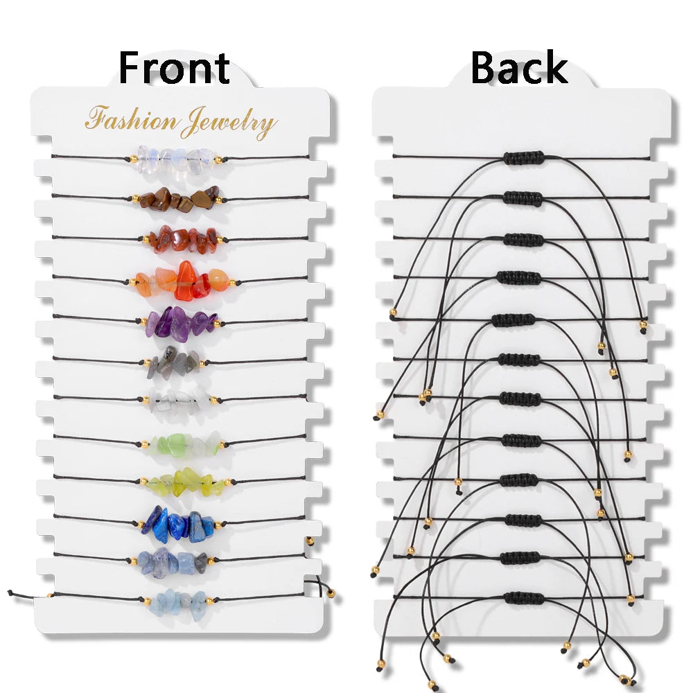 12 pièces/ensemble coloré pierre naturelle tressé Bracelet guérison cristal à la main Bracelets porte-bonheur Bracelets bijoux femmes hommes cadeaux MAEJORKEN