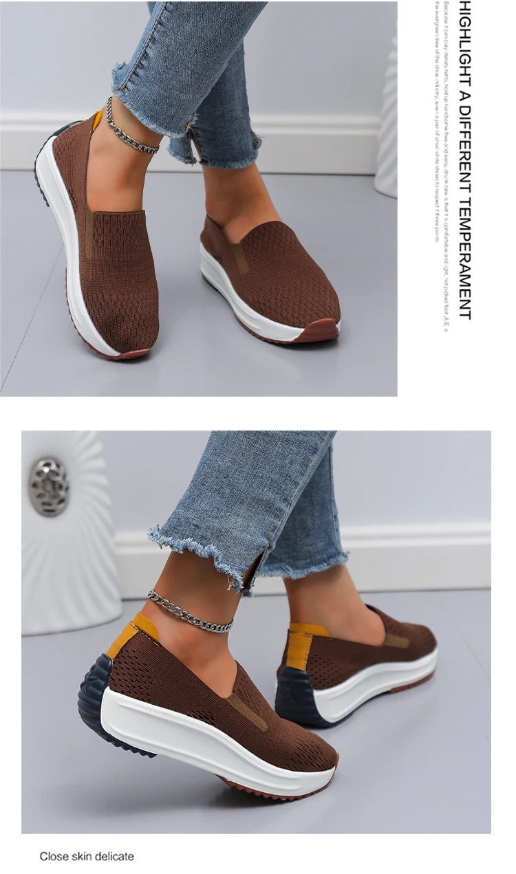 Baskets d'extérieur en maille respirante pour femmes, chaussures plates à enfiler, chaussures de Jogging légères à semelle compensée, mocassins d'été à semelle souple MAEJORKEN
