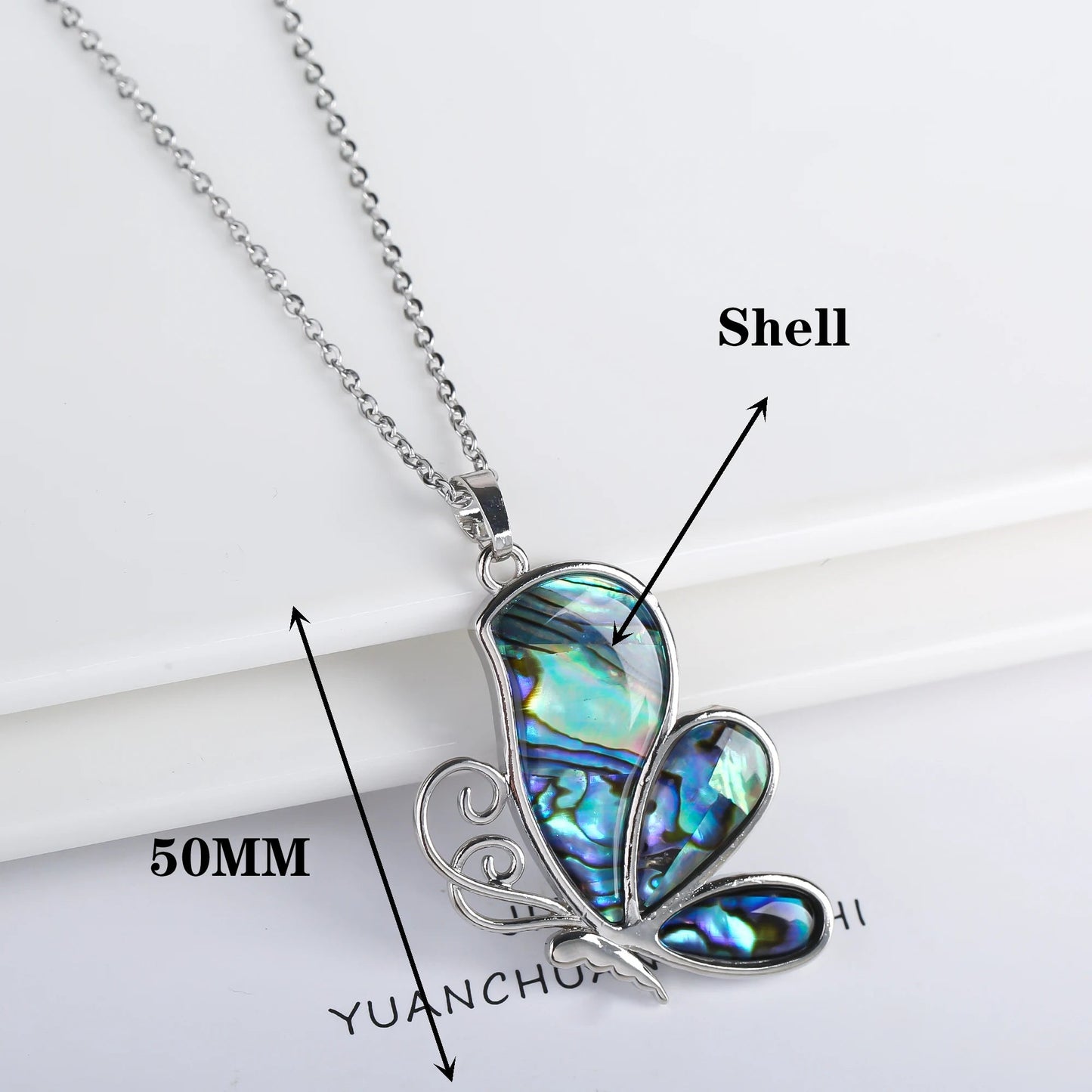 Collier pendentif en coquillage naturel pour femme, insecte, papillon, libellule, bijoux vintage personnalisés, cadeau de fête créatif, nouveau MAEJORKEN