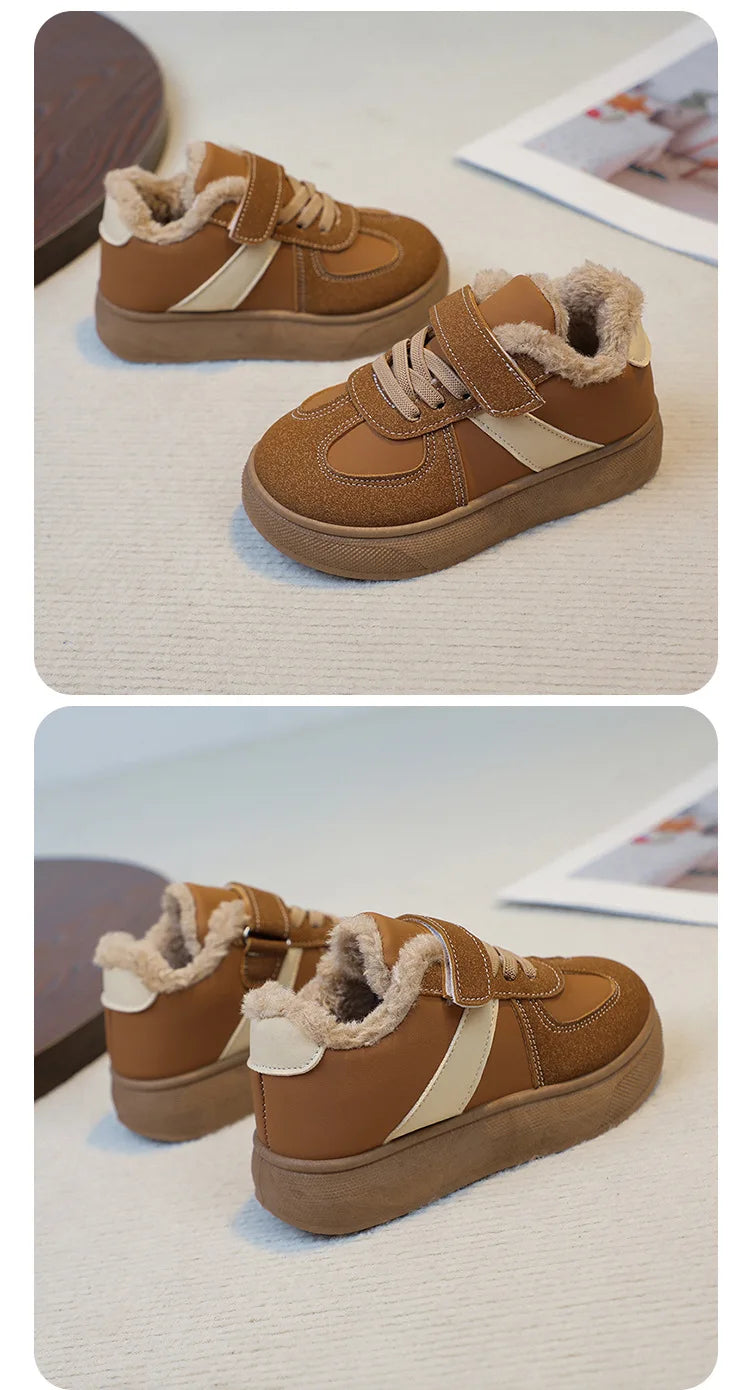 Chaussures chaudes d'hiver pour enfants, baskets en polaire, en coton, imperméables, en laine d'agneau, pour filles, 2025 MAEJORKEN