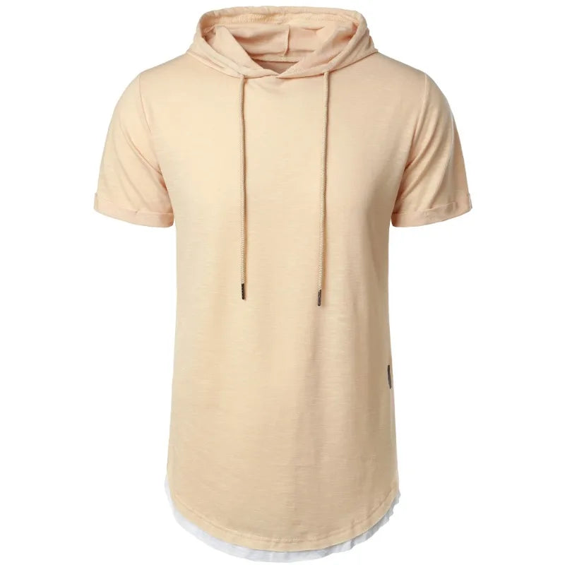 Sweat-shirt à capuche d'été pour hommes, T-shirt ample à manches courtes, couleur unie, léger, Fitness, col respirant, hauts MAEJORKEN