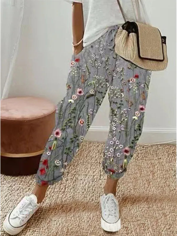 Pantalon mi-long en coton pour femmes, ligne à volants, Vintage, grande, grande taille, grande taille, décontracté, mode fête, bande ample, poche, été, printemps MAEJORKEN