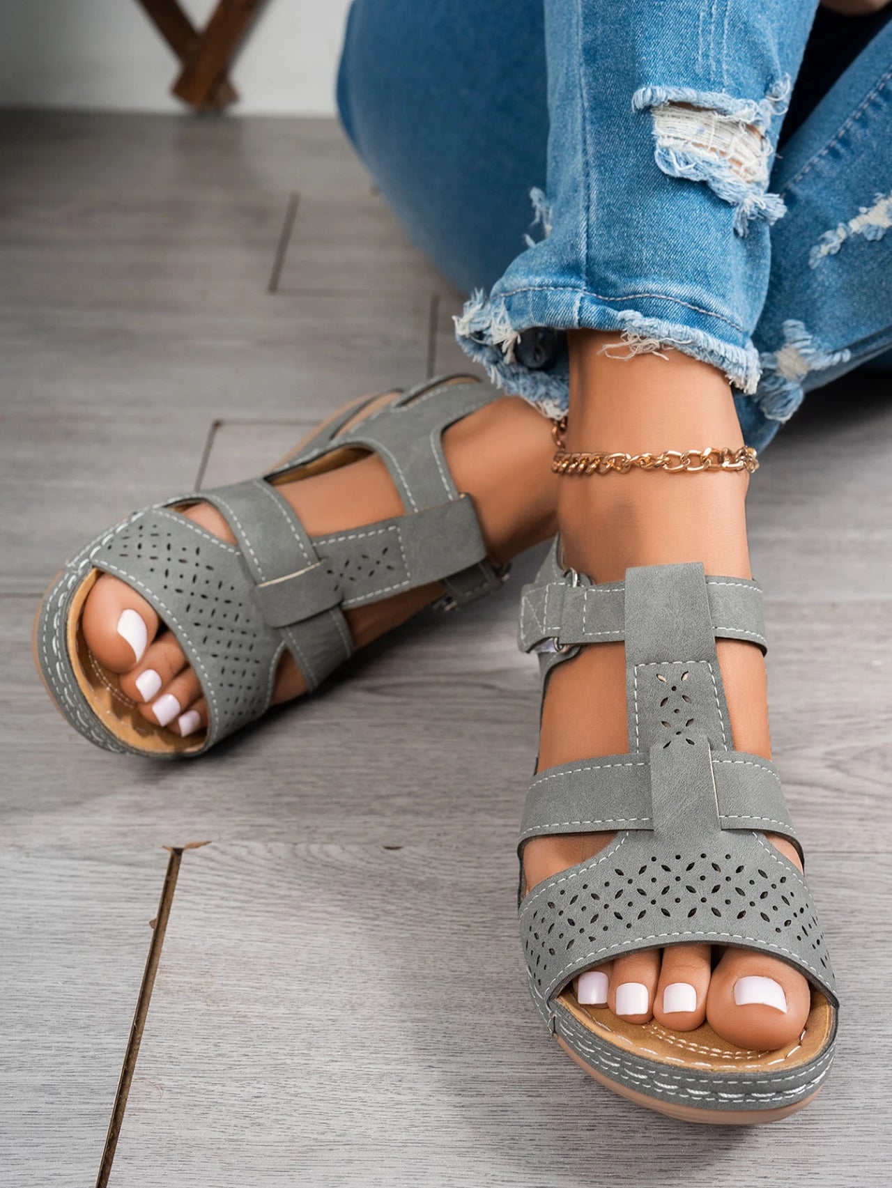 Sandales compensées orthopédiques haut de gamme pour femme, été 2026, à bout ouvert, antidérapantes, style vintage et rétro, chaussures décontractées à plateforme MAEJORKEN