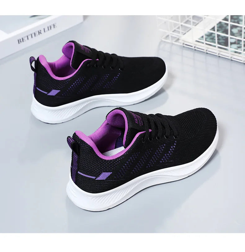 Litfun femmes chaussures de sport décontractées mode femme fond souple baskets respirant maille chaussures de course loisirs chaussures plates légères MAEJORKEN