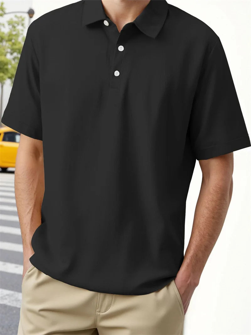 Polo d'été décontracté en coton et lin pour hommes, T-shirts à manches courtes à séchage rapide, hauts à col rabattu, pull pour hommes MAEJORKEN