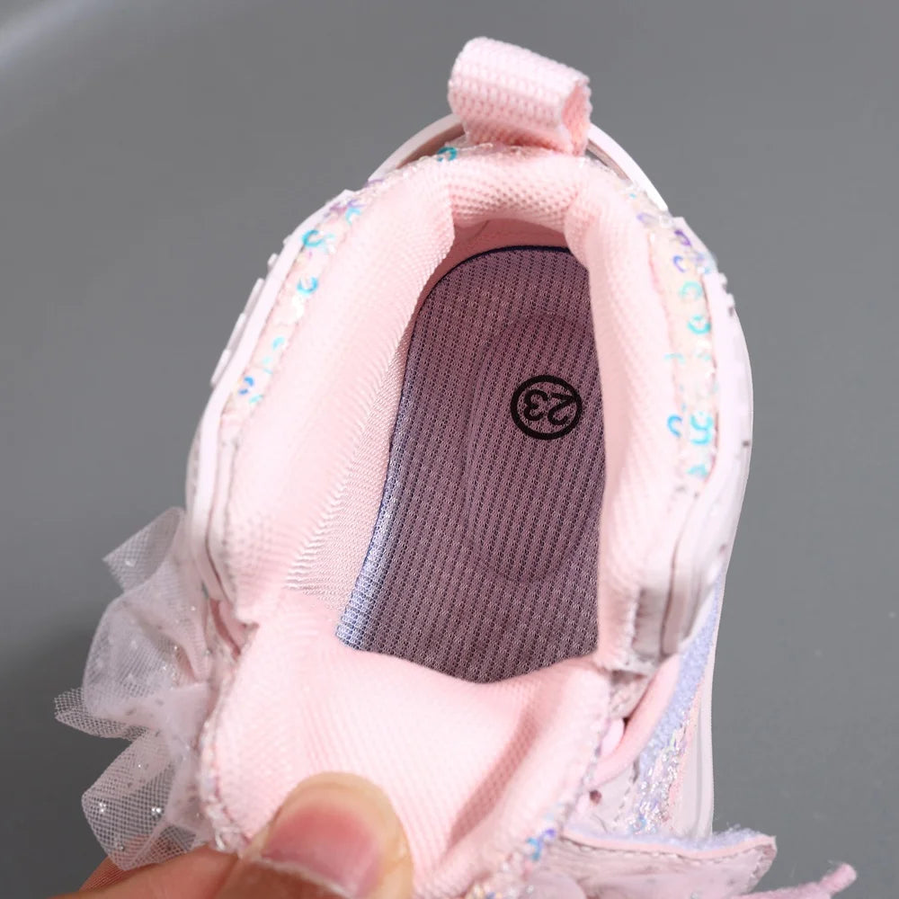 Chaussures d'automne en cuir pour enfants, baskets de Sport pour enfants en bas âge, mignonnes papillons scintillants, semelle souple, à la mode, pour filles, nouvelle collection 2025 MAEJORKEN