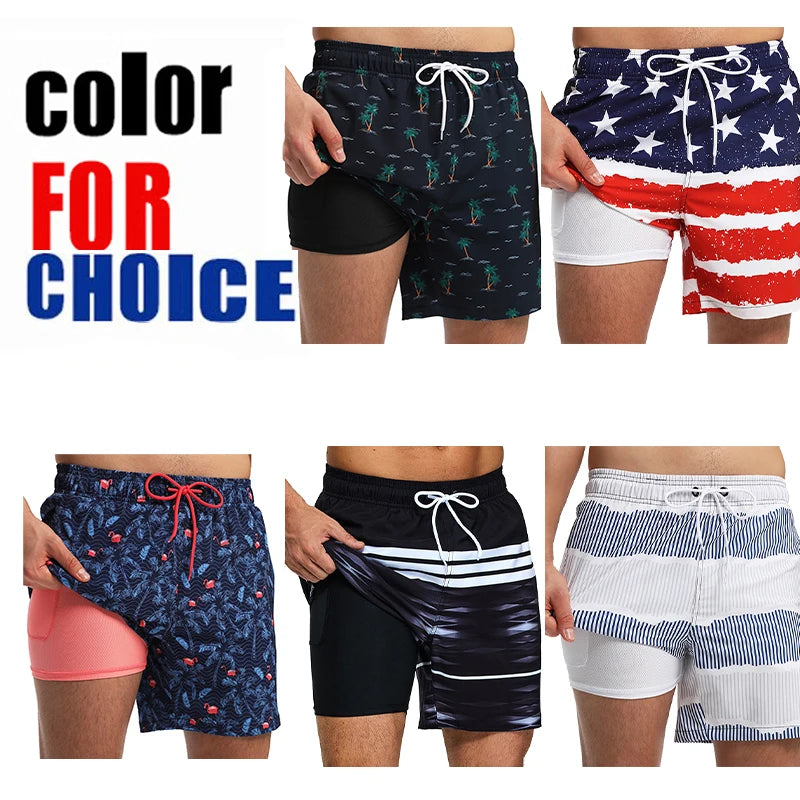 DATIFER été 2026 nouveauté hommes Shorts Polyester longue doublure 2 en 1 Shorts Para Hombre côté fermeture éclair poche maillot de bain de sport MAEJORKEN