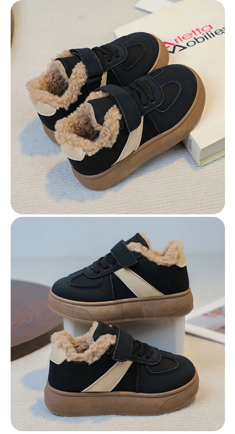 Chaussures chaudes d'hiver pour enfants, baskets en polaire, en coton, imperméables, en laine d'agneau, pour filles, 2025 MAEJORKEN