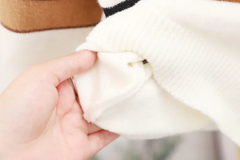 Pull à manches longues et col haut pour garçon de 2 à 6 ans, beau tricot, Design à rayures, automne et hiver MAEJORKEN