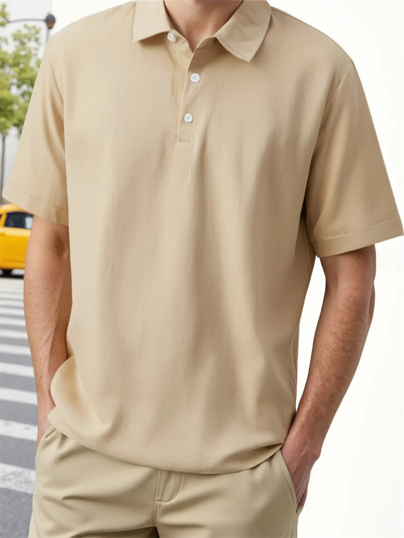 Polo d'été décontracté en coton et lin pour hommes, T-shirts à manches courtes à séchage rapide, hauts à col rabattu, pull pour hommes MAEJORKEN