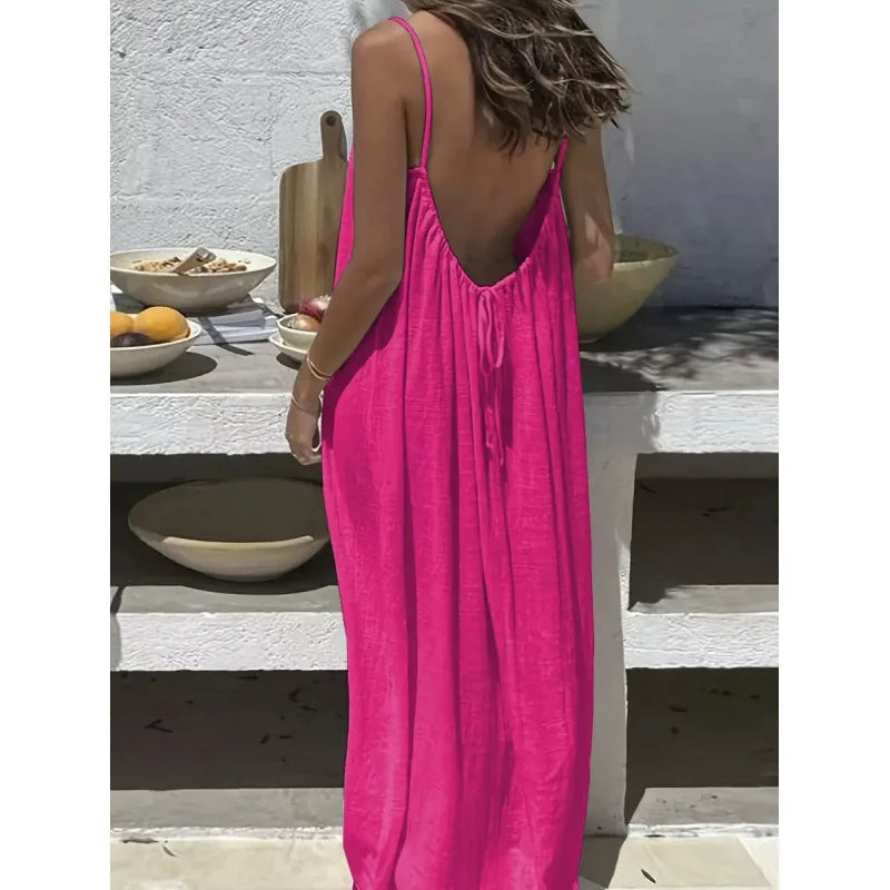 Nouvelle arrivée : Robe longue décontractée sans bretelles ni dos pour femme, confortable pour la maison et la nuit MAEJORKEN