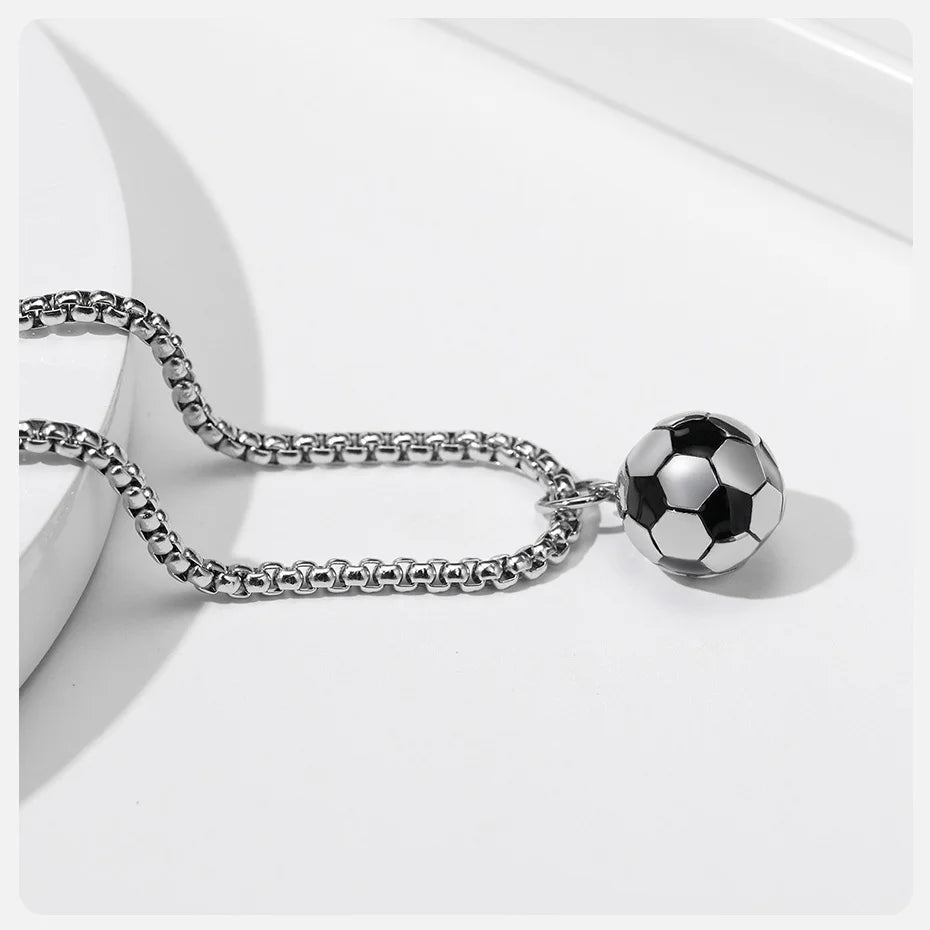 Vnox – colliers de Football 3D pour hommes, pendentifs Scoocer décontractés en acier inoxydable massif, cadeaux pour amoureux du sport pour garçons MAEJORKEN