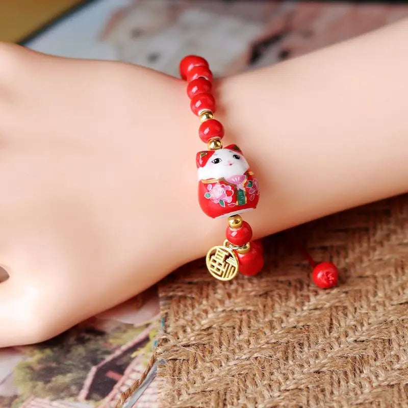 Bracelet chat b03 pour filles, bracelets perlés colorés, pendentifs en céramique Harajuku, bracelets à breloques anime, bijoux cadeaux, vente en gros MAEJORKEN