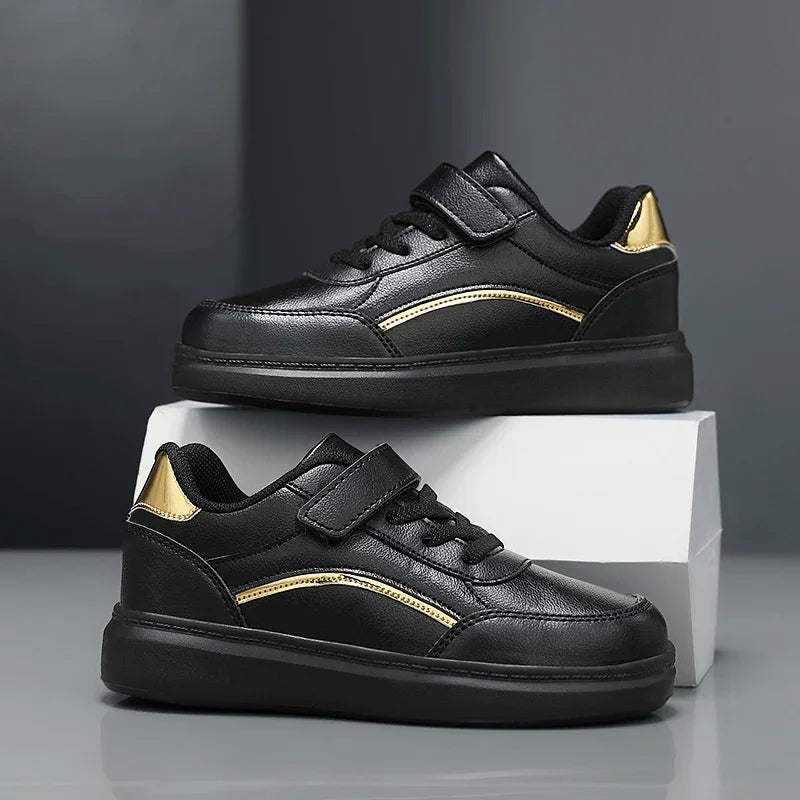 Baskets blanches en cuir PU pour enfants, chaussures de sport décontractées pour garçons, chaussures de Skate d'école de luxe, baskets de Tennis d'automne pour garçons MAEJORKEN