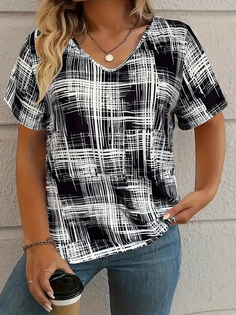 Vintage femmes T-Shirt imprimé graphique été décontracté col en v à manches courtes t-shirts mode femme en plein air surdimensionné surdimensionné MAEJORKEN