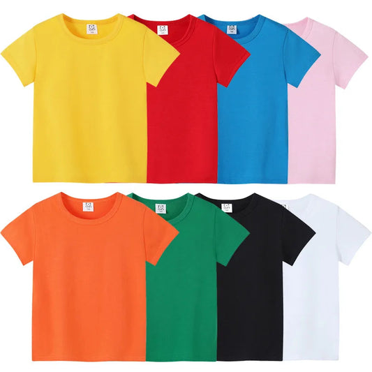 T-shirt en coton à manches courtes pour enfants, vêtements pour bébés garçons et filles, chemise vierge pour bébé, t-shirts solides pour enfants, médicaments, été, 2 à 12 ans MAEJORKEN
