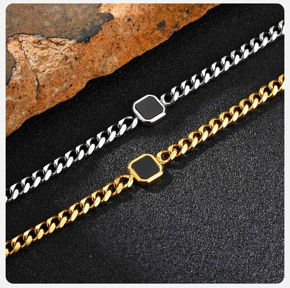 Bracelet tendance pour hommes, Bracelet à chaîne cubaine en acier inoxydable, cadeau de bijoux pour mari BBF fils MAEJORKEN