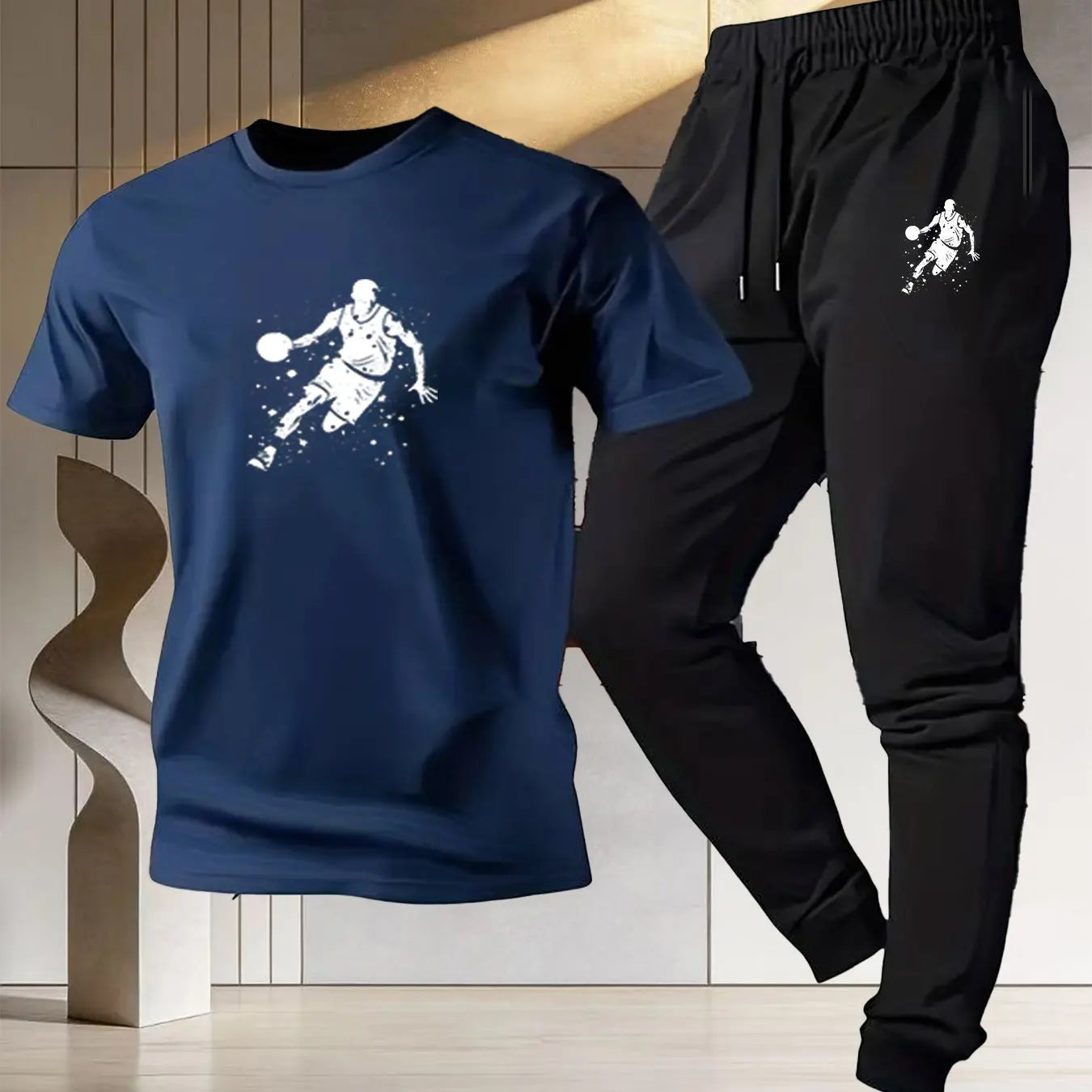 Vêtements de sport de basketball pour hommes, t-shirt d'été en pur coton à manches courtes, pantalon de sport léger, nouveau style 2026, coupe ample MAEJORKEN