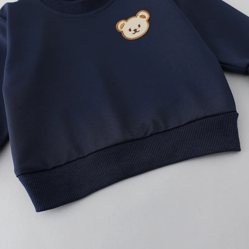 Ensemble 2 pièces pour enfants, pantalon Simple à manches longues et col rond avec tête d'ours, printemps et automne MAEJORKEN