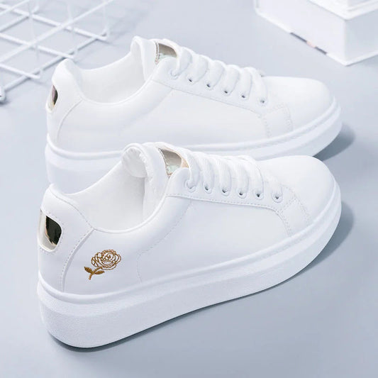 Chaussures De course blanches respirantes à lacets pour femmes, baskets décontractées à fleurs brodées, mode printemps-automne 2023 MAEJORKEN