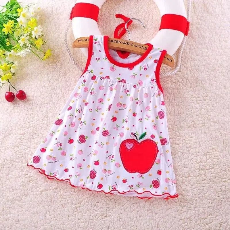 Robes d'été pour bébés filles, en coton, sans manches, imprimé + broderie du 0 à 12 mois MAEJORKEN
