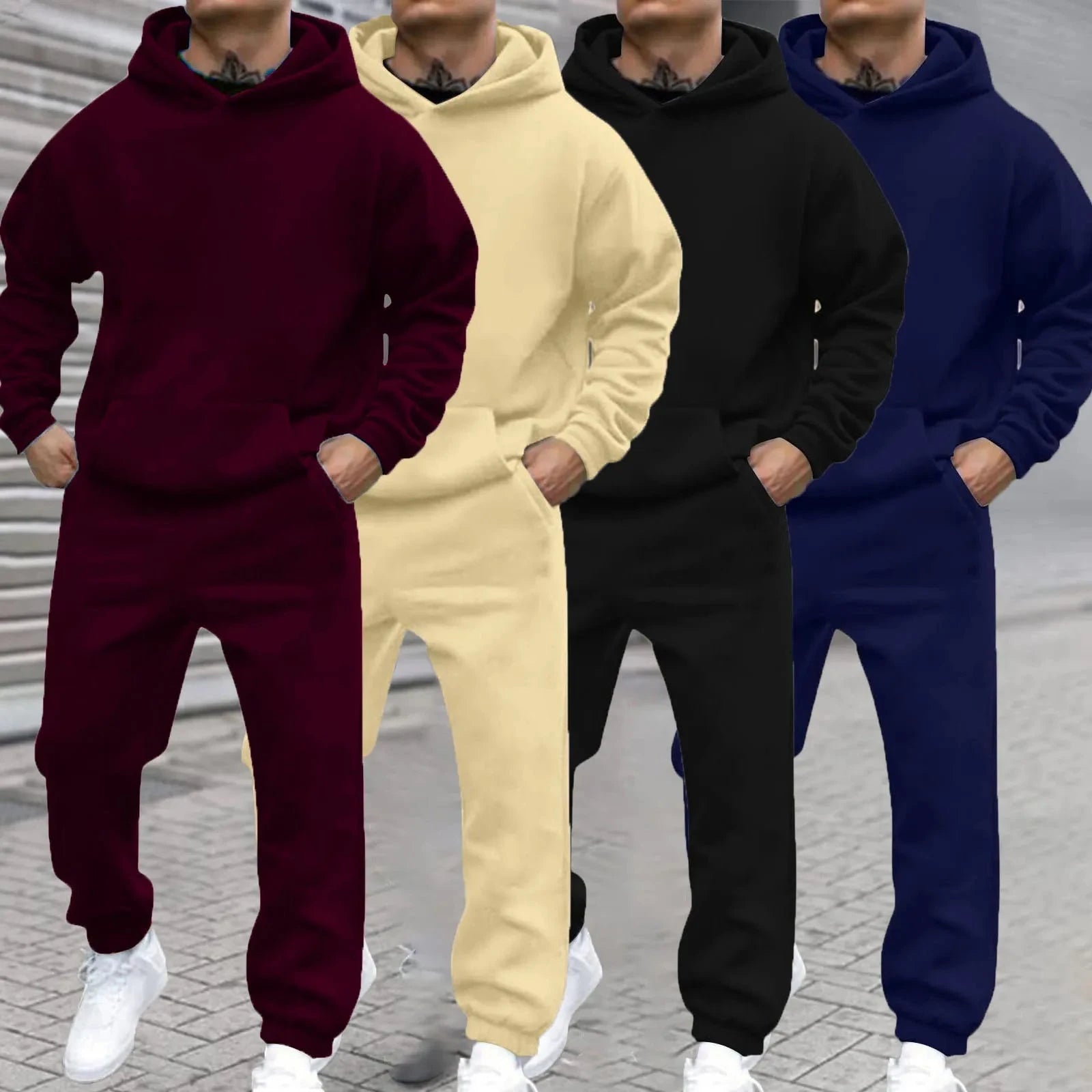 Ensemble sweat-shirt et pantalon à capuche pour hommes, Style Simple, couleur unie, derniers produits d'automne et d'hiver, ensembles de Collection de vêtements de rue MAEJORKEN