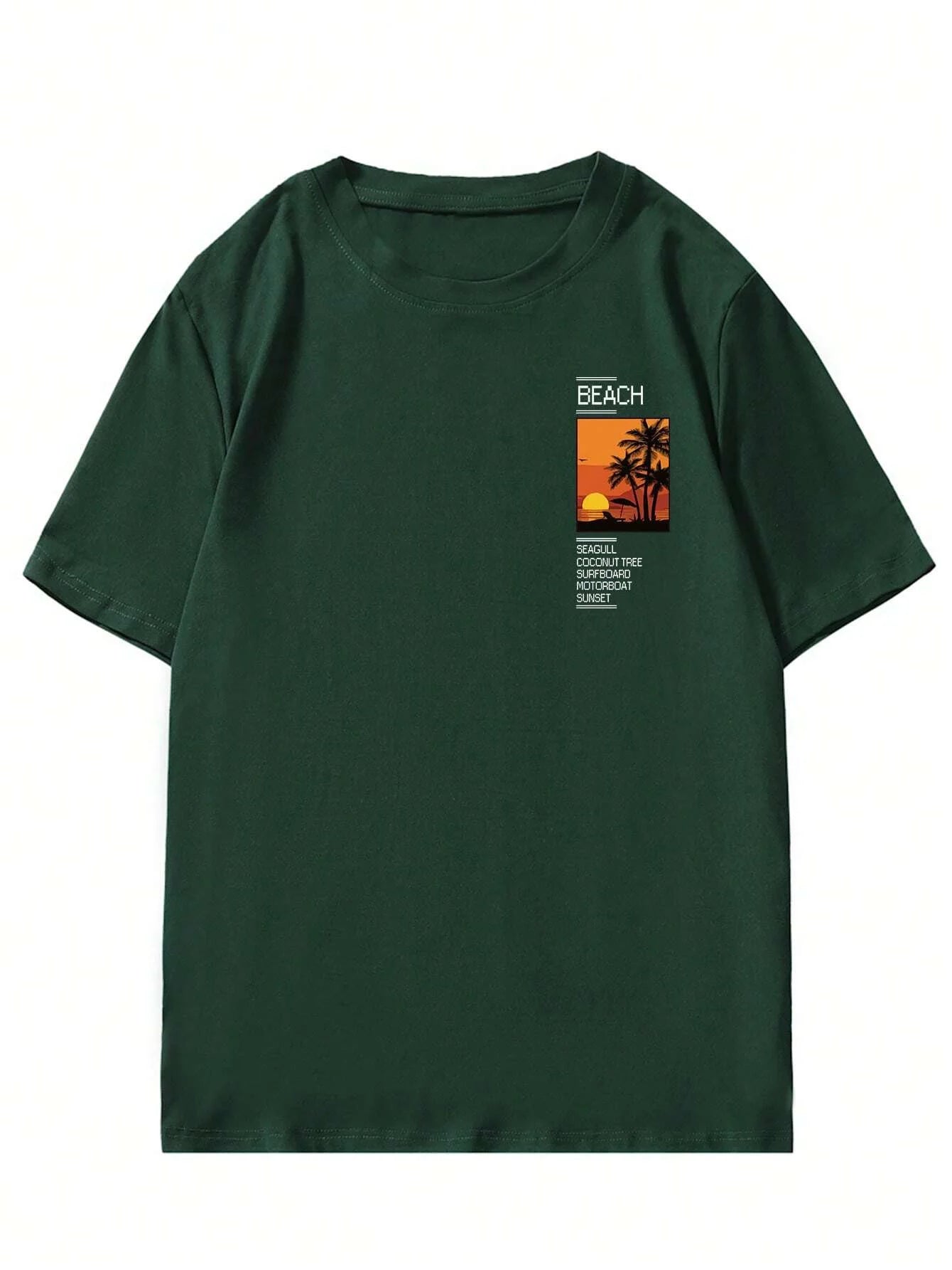 T-shirt manches courtes col rond homme, ample, 100% coton, été, imprimé graphique cocotier du XS au 2XL MAEJORKEN