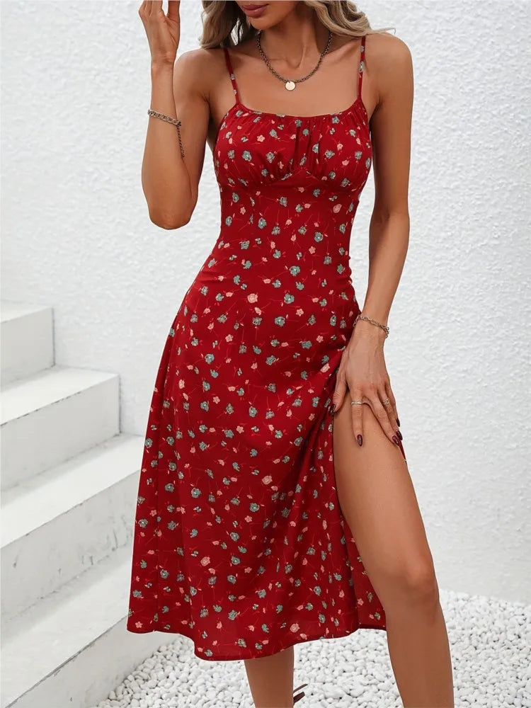 Robe d'été à bretelles Spaghetti imprimé à pois, sans manches du S au 2XL