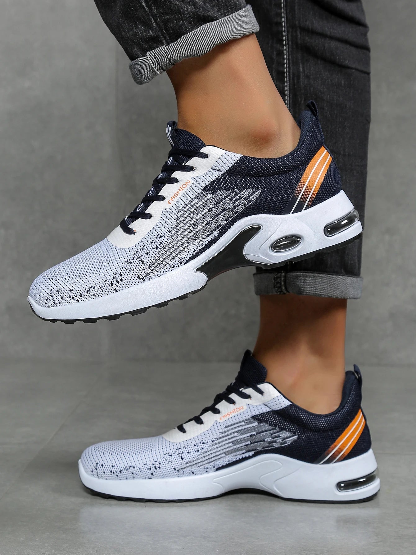 Chaussures pour hommes, chaussures décontractées pour hommes, maille respirante, chaussures de sport à la mode à coussin d'air, à semelles souples et à blocs de couleur MAEJORKEN