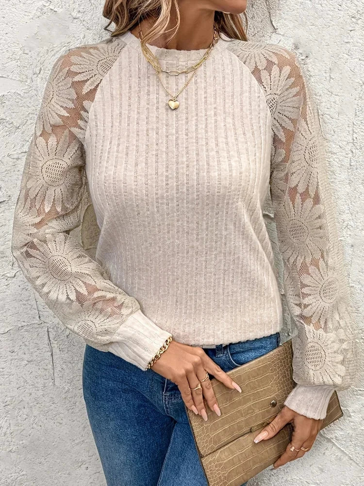 Pull tricoté dentelle femmes du S au 2XL MAEJORKEN