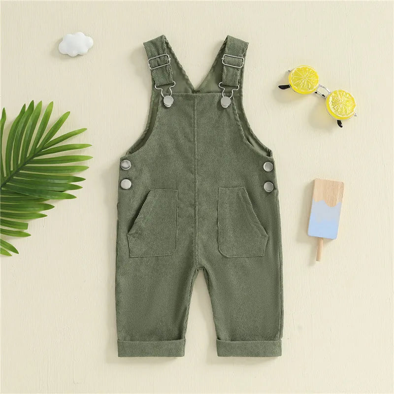 Combinaison pantalon à bretelles unisexe pour bébé de 0 à 24 mois, avec boutons, couleur unie, pour tout-petits garçons et filles MAEJORKEN