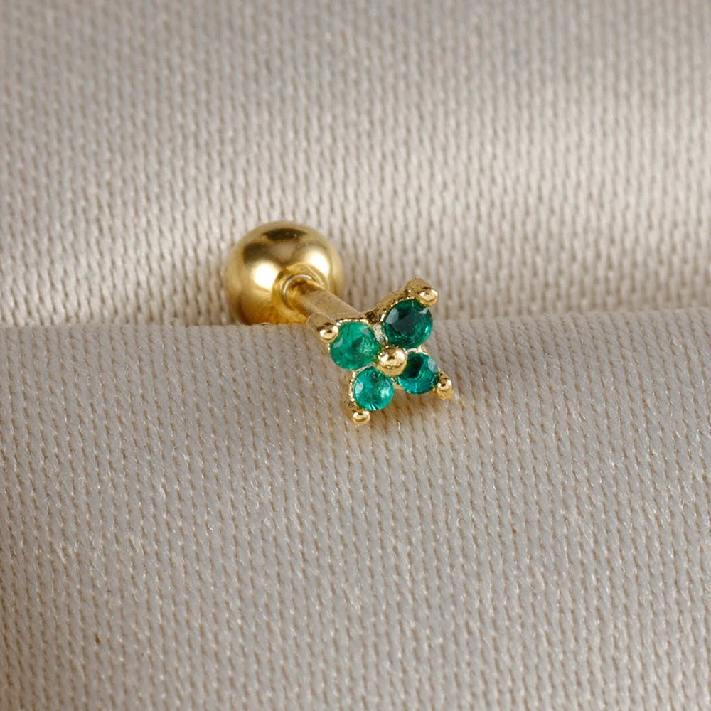 Mini boucles d'oreilles en acier inoxydable, pierre de naissance, 12 Constellation, Cartilage, papillon, bijoux de perçage hypoallergéniques, 1 pièce MAEJORKEN