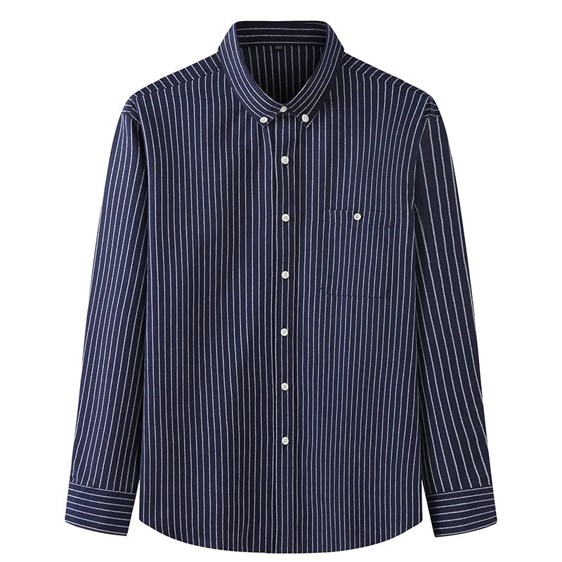 Chemise homme bleu rayé Oxford coton flanelle grande taille 5XL 6XL 7XL 8XL 10XL élégant bureau surdimensionné manches longues mince rouge blanc MAEJORKEN