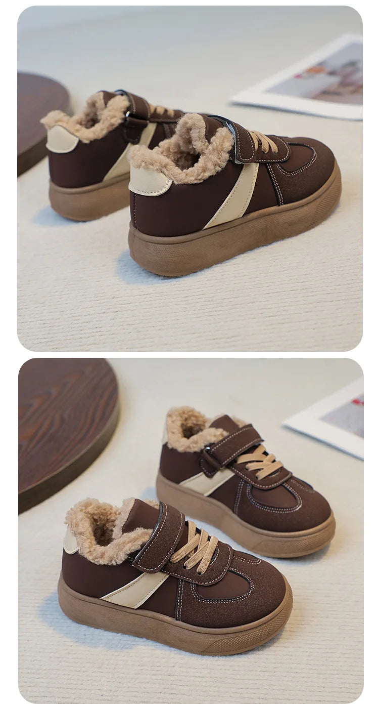 Chaussures chaudes d'hiver pour enfants, baskets en polaire, en coton, imperméables, en laine d'agneau, pour filles, 2025 MAEJORKEN