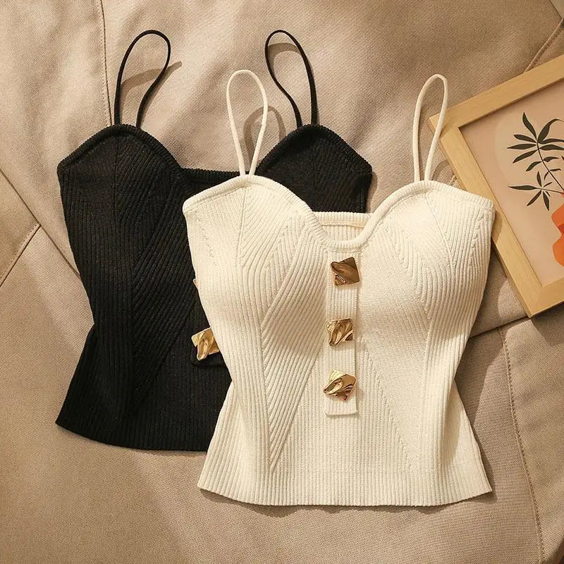 Camisole en tricot sergé pour femme, coupe ajustée, sans manches, crop top d'été, sans rembourrage, respirant, confortable, décontracté et chic MAEJORKEN