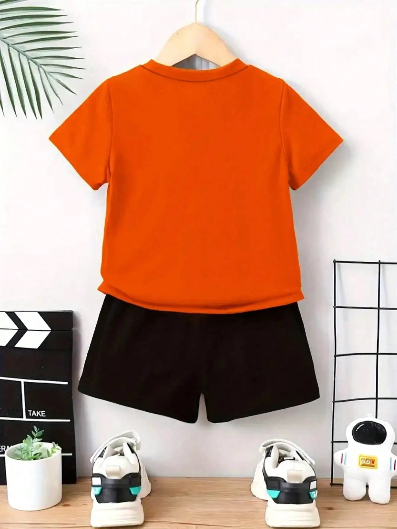 Ensemble de vêtements d'été pour enfants, T-shirt à col rond imprimé tigre, haut + short à taille élastique imprimé tigre, couleur unie du 6 mois au 3 ans MAEJORKEN